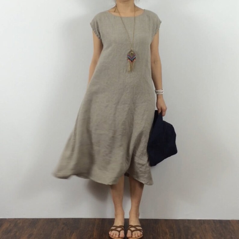 Flared Linen TShirt Dress / Swing / Loose Etsy