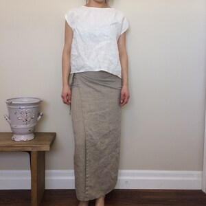 Straight Linen Wrap Skirt - Long / Cover Up