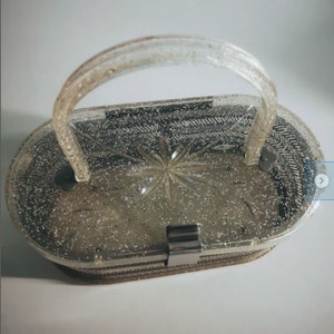 Monedero vintage con purpurina de Lucite MW fabricado en EE. UU.