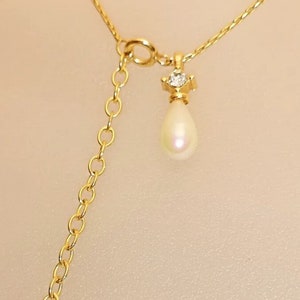 Vintage 80s 90s Christian Dior Drop Pearl and Crystal Fine Gold Plated Necklace Signed Chr. Dior Germany.