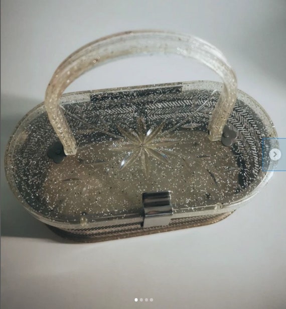 Vintage Lucite Glitter Purse MW Made in USA.