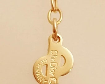 Vintage 80s 90s Christian Dior Drop Pearl and Crystal Fine Gold