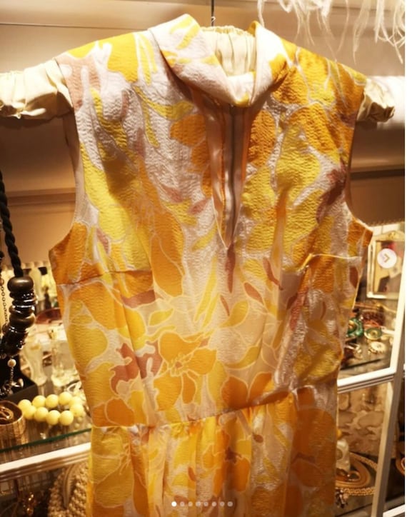 John Charles of London Vintage 70s Seersucker Lemon Floral Summer Dress size 12