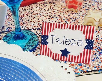 4th of July Place Cards, 4th of July Food Labels, Editable Tent Cards, Party Supplies, Party Decorations, 4th of July Decor, Digital