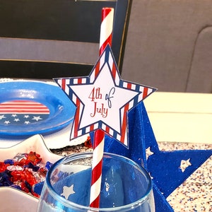 4th of July Party Decorations, 4th of July Straw Toppers, July 4th Cupcake Toppers, 4th of July Party Decor, Independence Day, Stars