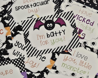 Halloween Lunch Box Notes for Students & Kids, Halloween Notes, 24 Halloween Lunchbox Notes, Motivational Notes, Digital Tags, Kids Notes