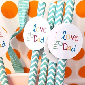 Happy Father&#39;s Day Cupcake Topper, Straw Toppers for Father&#39;s Day, I Love My Dad Printables, Happy Father&#39;s Day Decorations