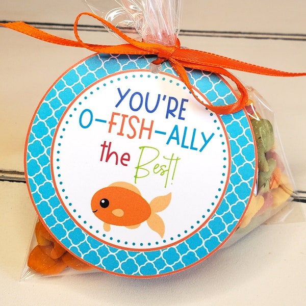 You're O-FISH-ally the Best Gift Tags, Fish Gift Tags, Printable Fish Tags, Goldfish Gift Tags, Any Occasion Gift Tags, Digital Tags