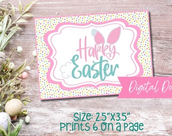 Happy Easter Gift Tags, Easter Bunny Ears Tags for Easter, Easter Printables, Easter Party Favor Tags, Digital Download