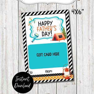Porte-cartes cadeau fête des pères, Porte-cartes camping pour la fête des pères, Porte-cartes imprimables, Idées cadeaux pour la fête des Pères, Numérique