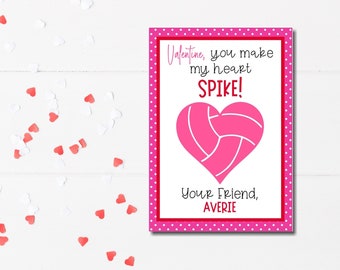 Volleyball Valentine's Day Cards, Volleyball Valentines, Kids Valentine Cards, School Valentines, Sports Valentines, Personalized Valentines