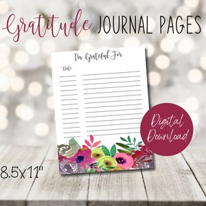 Gratitude Journal Pages, I&#39;m Grateful For Pages, Gratitude Pages, Grateful For Journal, Journal Pages for Gratitude, Digital Download