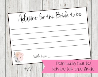 Bridal Shower Advice for the Bride To Be cards-Printable Advice Cards-Wedding Shower-Digital Download-Advice for the Bride and Groom