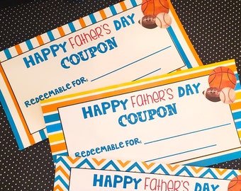 Coupons Fête des Pères, Bonne Fête des Pères, Idées cadeaux pour la Fête des Pères, Produits à imprimer Fête des Pères, Coupons imprimables, Téléchargement numérique, Cadeaux papa