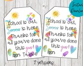 End of School Year Editable Gift Tags, Teacher Appreciation Week, Teacher Gift Tags, Last Day of School Gift Tags, School is Out Tags