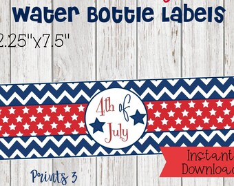 4th of July Water Bottle Labels, Drink Labels, 4th of July Party Decorations, 4th of July Decor, Happy 4th of July, Party Printables