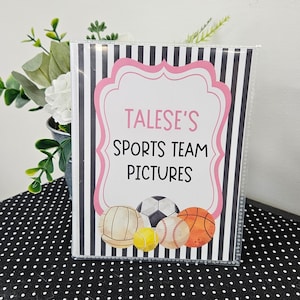 Girls Sports Photo Album, Kids Photo Albums for Sports, Pink Sports Memory Book, 4x6 Photo Album, 5x7 Photo Album, 8x10 Photo Album