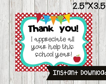 Thank You gift tags-School Gift Tags-Teacher Appreciation Week-Printable Gift Tags-Digital Download-Printable Tags-School Gifts-Aide Gifts