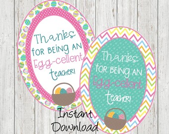 Easter Gift Tags, Thanks for Being an Egg-cellent Teacher Gift Tags, Easter Printables, Happy Easter, Easter gifts, Digital Download