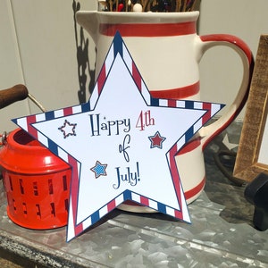 Happy 4th of July Printable Star Tag, Gift Tags, 4th of July Party Printables, July 4th Decorations, Digital Download, Party Supplies, Star