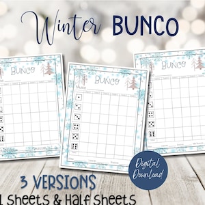 January Bunco Score Card, 8x10 Printable Winter Bunco Score Sheets ...