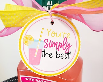 You're Simply the Best Gift Tags for Teachers or Parents, End of School Year Gift Tags, Teacher Gift Tags, Parent Gift Tags, Lemonade Tags