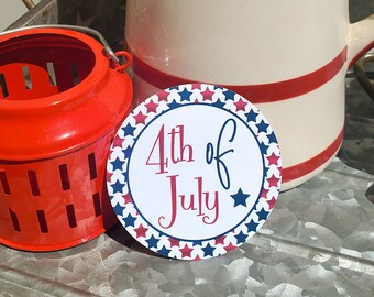 4th of Jul runde Tags, 3 Zoll Juli 4th Tags, 4th of Jul Printables, Partydekoration, Partyzubehör, Geschenkanhänger, Happy 4th of Jul, Digital