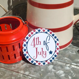 4th of July Round Tags, 3&quot; July 4th Tags, 4th of July Printables, Party Decorations, Party Supplies, Gift Tags, Happy 4th of July, Digital