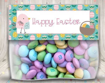 Happy Easter Bag Toppers, Party Favors Tags, Easter Candy Topper, Easter Printables, Easter Party Supplies, Candy Treat Bag Topper