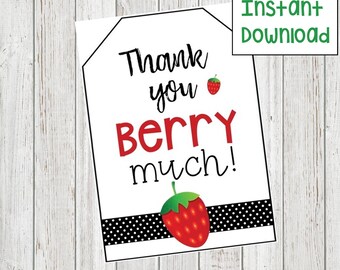 Thank You BERRY Much Gift Tags: Teacher Appreciation (PDF)