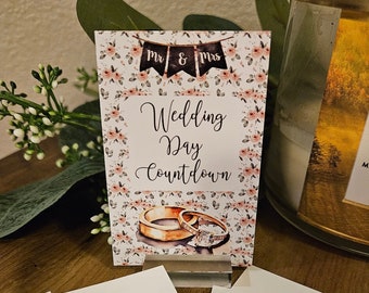 Wedding Countdown, Mini Wedding Countdown, Bridal Shower Gift, Bridal Signs, 2x3" Cards for Decor, Bride and Groom Marriage Countdown