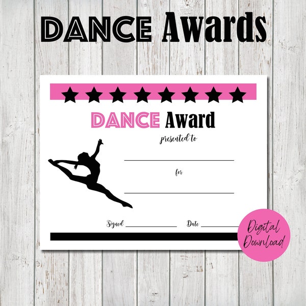 Dance Awards, Dance Certificates, Dance Team Award Certificates, Pink and Black Dance Certificates, Awards, Printable Certificates