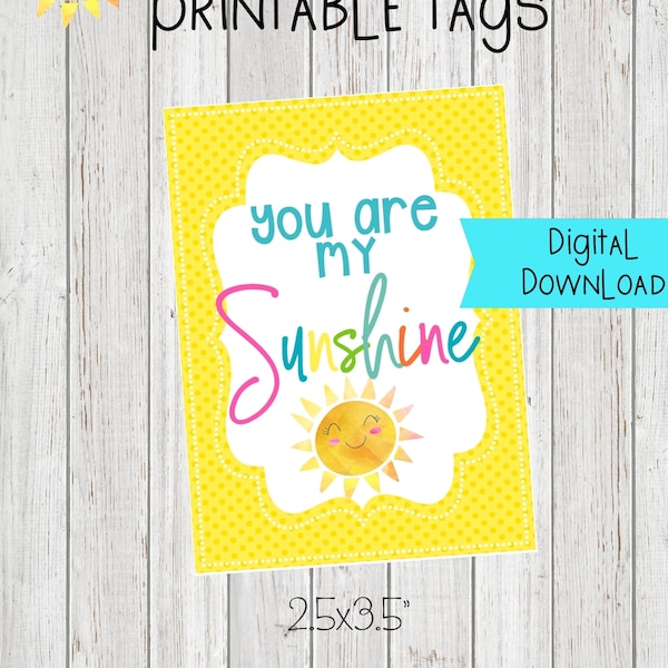 You Are My Sunshine printable gift tags-Summer Tags-Gift Tags-Summer Printables-Sunshine-Summer Gift Ideas-Digital Download