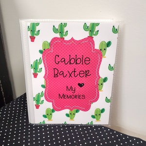 Cactus Photo Album, 5x7 Photo Album, 4x6 Memory Book, 8x10 Pink and Green Girl Photo Album, Family Memories Photo Album, Photo Book
