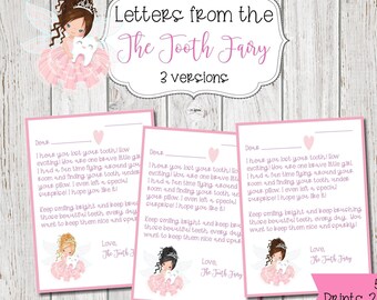 Tooth Fairy Letters for Girls, Printable Letters from the Tooth Fairy, Kids Tooth Fairy Letters, Tooth Fairy Printable Letters, Digital