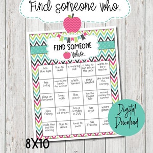 Back to School Get to Know You Game, Find Someone Who Game for Back to ...