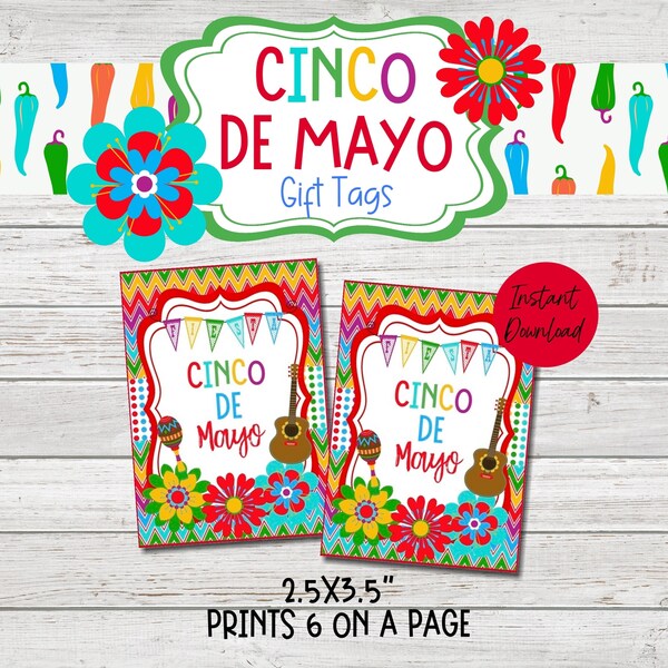 Cinco de Mayo Gift Tags, Printable Gift Tags for Cinco de Mayo, Cinco de Mayo Party Favor Tags, Cinco de Mayo Printables