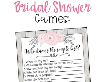 Bridal Shower Games, Who Knows the Couple Best, Wedding Shower, Bridal Shower Ideas, Party Games, Bride and Groom, Digital Download, Bride