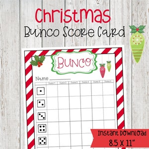 Christmas Bunco Score Card, Bunco Worksheets for Christmas, Bunco Night ...
