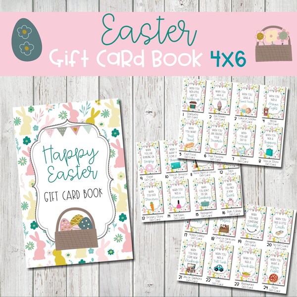 Easter Gift Card Book, Printable Build Your Own Gift Card Book For Easter, Easter Gifts for Teenagers, College Gifts, Digital