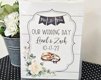 Album photo de mariage personnalisé : cadeau souvenir floral rustique
