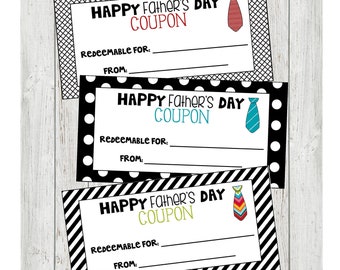 Coupons pour la fête des pères, Coupons imprimables, Idées cadeaux pour la fête des pères, Cadeaux pour la fête des pères, Téléchargement numérique, Cadeaux pour papa, Coupon fête des pères