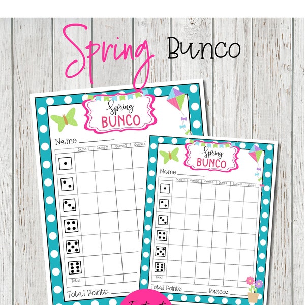 Spring Bunco Worksheets, Turquoise Bunco Worksheets for Spring, May Bunco Score Sheets, Spring Bunco, Bunco Printables, Bunco Game Night