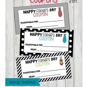 Happy Father&#39;s Day Coupons, Printable Coupons, Father&#39;s Day Gift Ideas, Father&#39;s Day Gifts, Digital Download, Dad Gifts, Father&#39;s Day Coupon