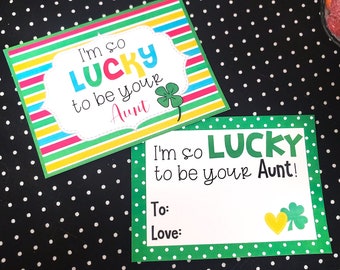 Lucky to be Your Aunt Gift Tags, St. Patrick's Day Printable Tags, Gift Tags, Lucky Tags, I'm so Lucky to be Your Aunt, Party Decorations