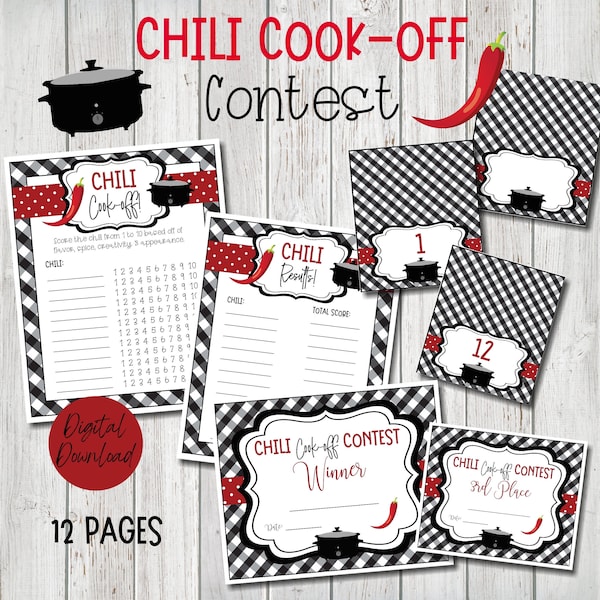 Chili Cook-off Contest Printables, Chili Cook-off Score Sheets, Chili Contest, Digital Download