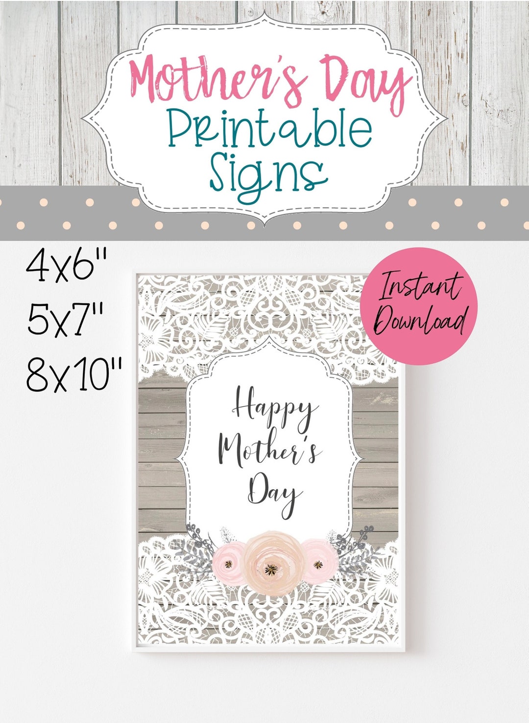 Happy Mother's Day Printable Sign, 8x10 Sign, 5x7 Sign, 4x6 Sign ...