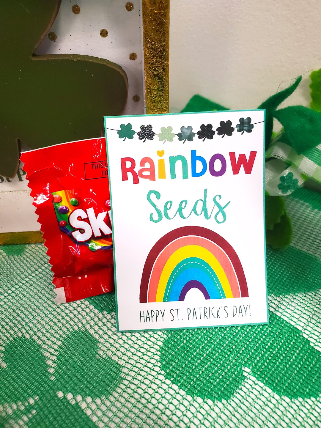 Rainbow Seeds Gift Tags for St. Patrick's Day St