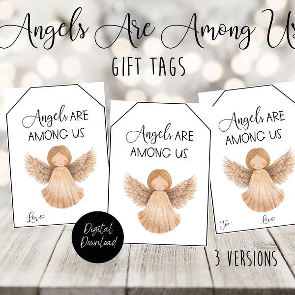 Angels Are Among Us Gift Tags, Christmas Gift Tags, Christmas Tags, Printable Tags, Digital Download