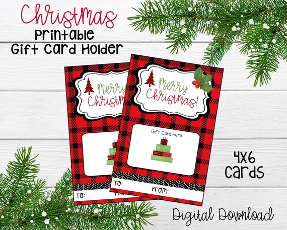 Printable Christmas Gift Card Holder, 4x6 Christmas Gift Card Holder,  Printable Gift Card Holder for Christmas, Christmas Gifts, Gift Ideas 